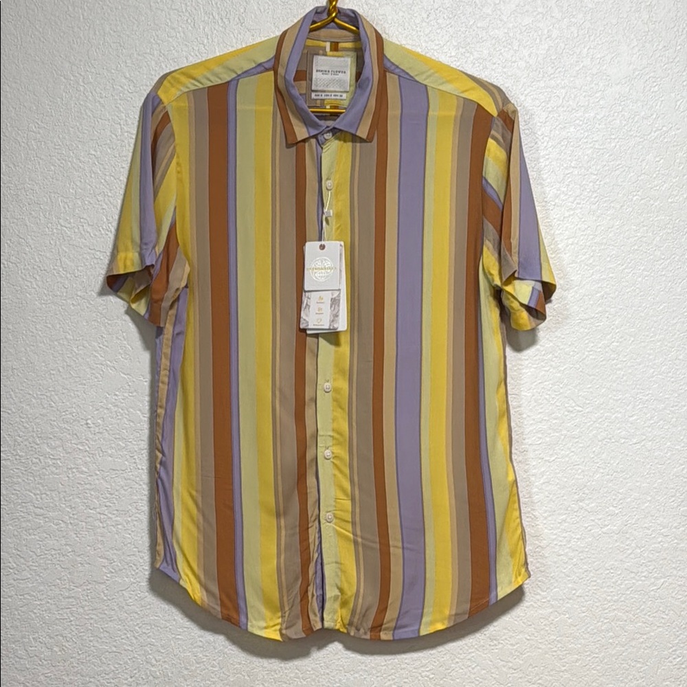 *NWT Ricky Singh Cactus Man Mens  Large Short Sleeve Button Down Shirt Striped L